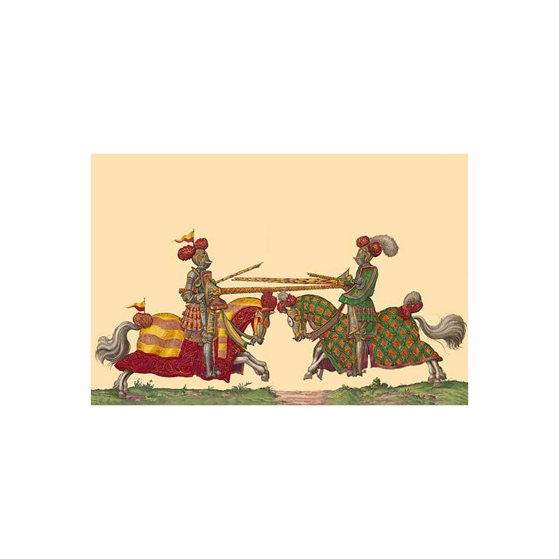 Lances à la poussée entre les chevaliers - impression d'art graphique, H 24 po x l 36 po x P 1,5 po
