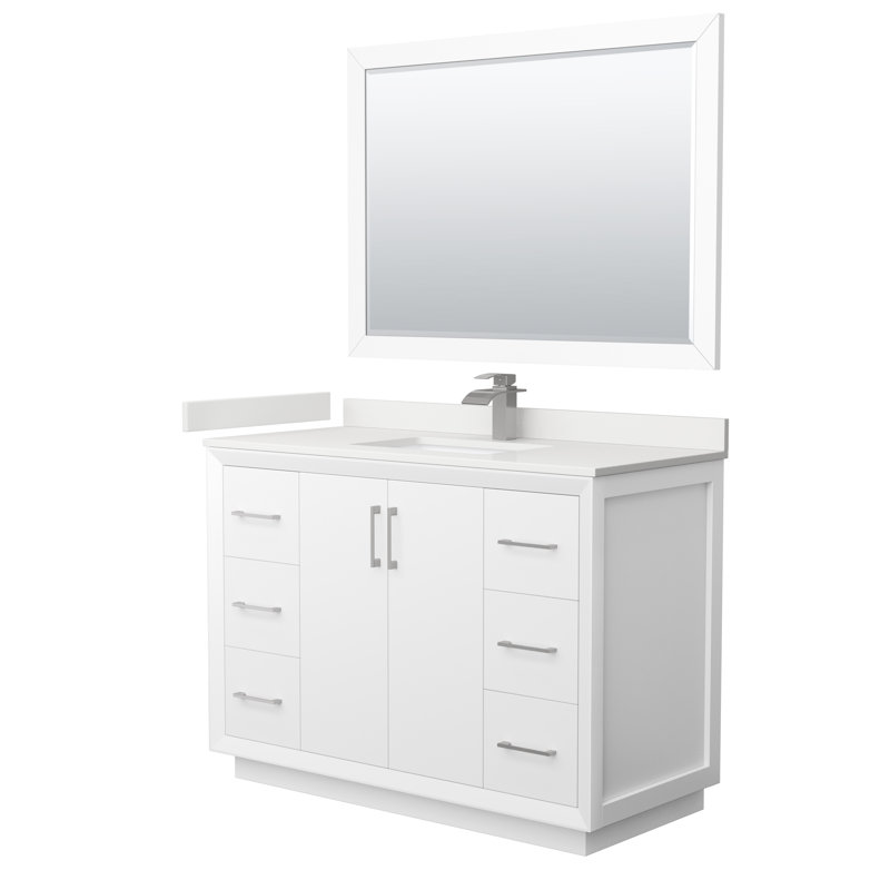 Strada 48'' W Single Vanity, Brushed Nickel, White, WDX13349