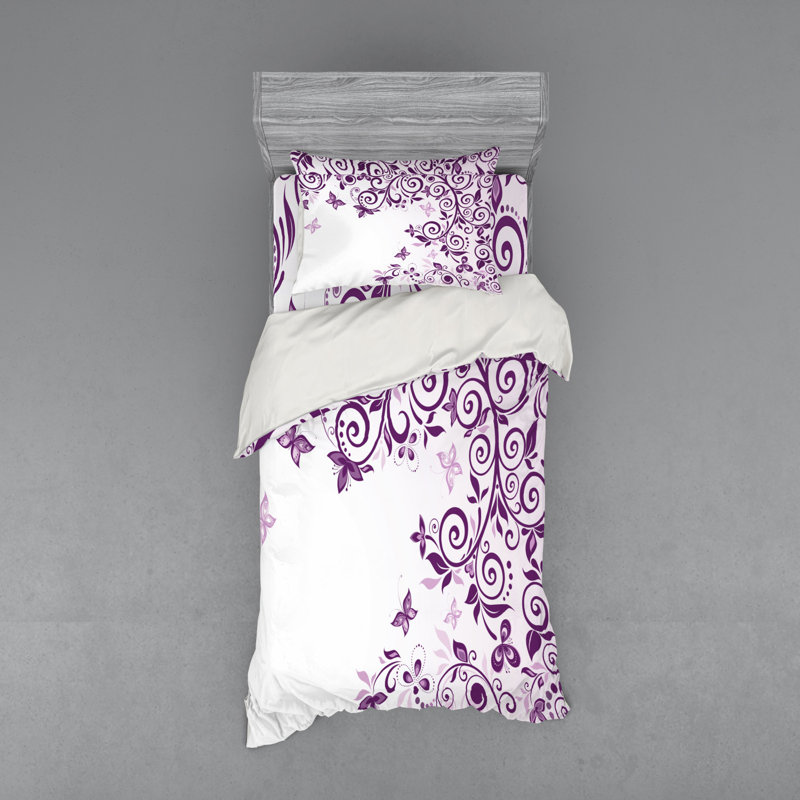 Ensemble de housse de couette en microfibre Violet, Housse de couette simple TG + 2 articles suppléme