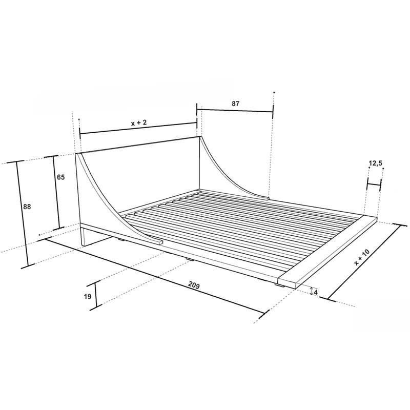 Bed RUSS Solid Wood, Ash, Super King (6')