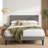Full Size Dark Grey Velvet Upholstered Platform Bed with Adjustable Headboard, Modern Bed Frame with Wood Slats, No Box Spring Needed-1428527537-1428527536