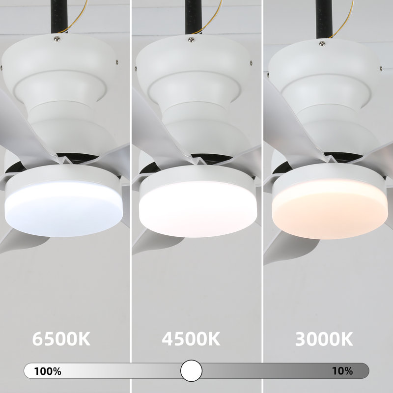 30" White Modern Flush Mount Ceiling Fan with Dimmable LED Light, DC Motor, 5 ABS Blades, Remote Control for Bedroom, Living Room or Contemporary Apartments