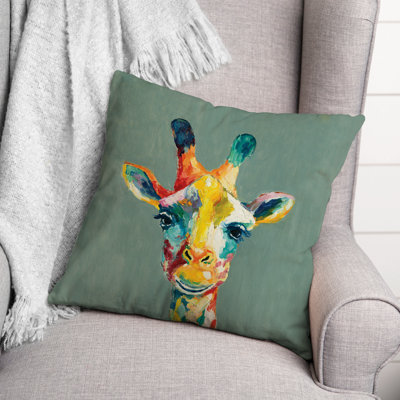 Giraffe Outdoor Square Pillow Cover & Insert