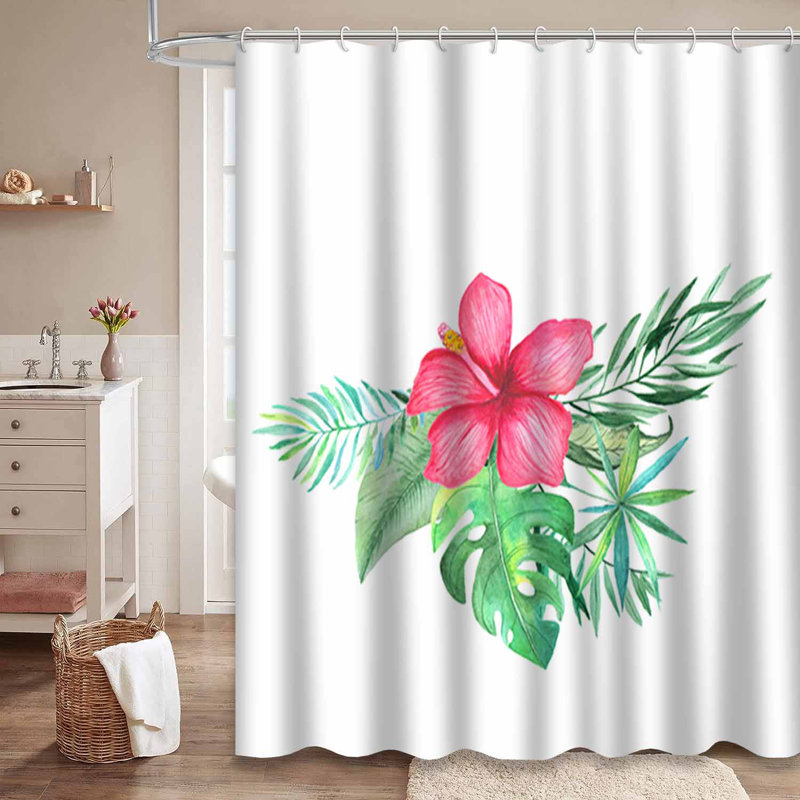 Rideau de douche imperméable à motif de palmier tropical avec 12 crochets, L 72 po x l 78 po
