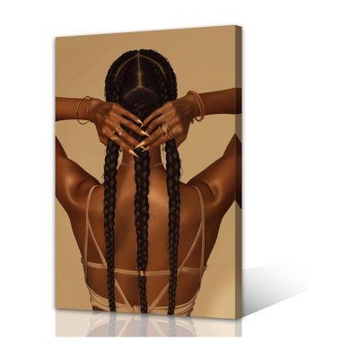«Black Woman», art mural sur toile, image de jeune fille noire, reproduction d'art de peinture afro-américaine pour salle de bain, décoration de chambre à coucher encadrée