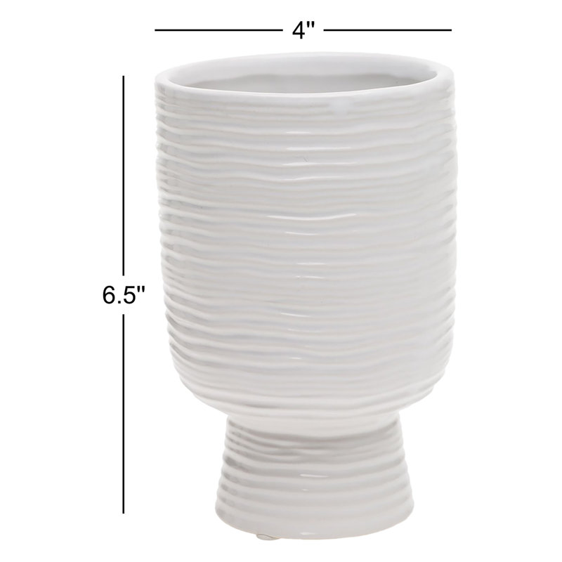 Canella Handmade Ceramic Table Vase, 6.5" H x 4" W x 4" D