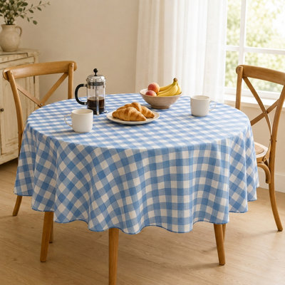 PEVA Waterproof Buffalo Gingham Tablecloth With Flannel Backing, Indoor & Outdoor Dining
