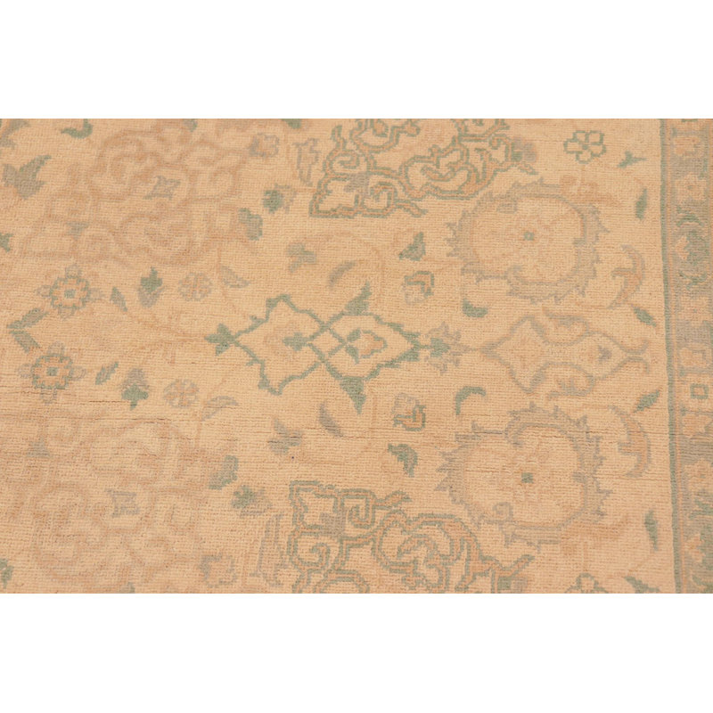 Tapis brun clair / doré en laine noué à la main 6 pi 1 po x 8 pi 10 po Neely