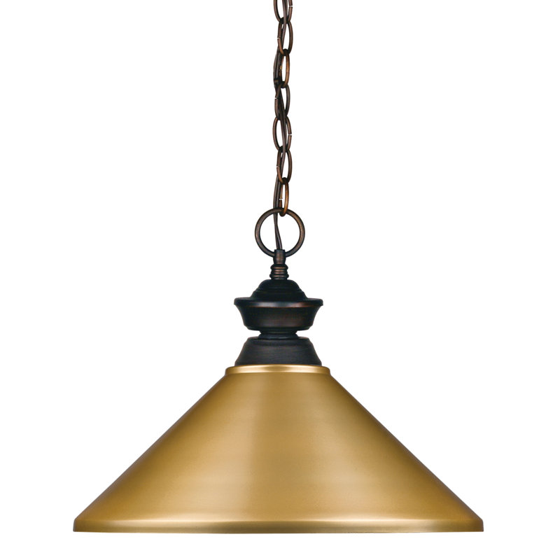 Luminaire suspendu conique à 1 lumière Chevelle, Or, Bronze