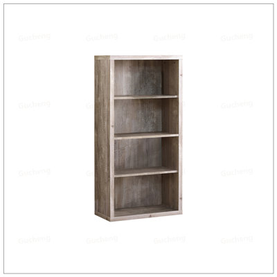 Bibliothèque contemporaine à 5 niveaux en stratifié beige pour bureau et chambre à coucher, étagère moderne avec tablettes réglables