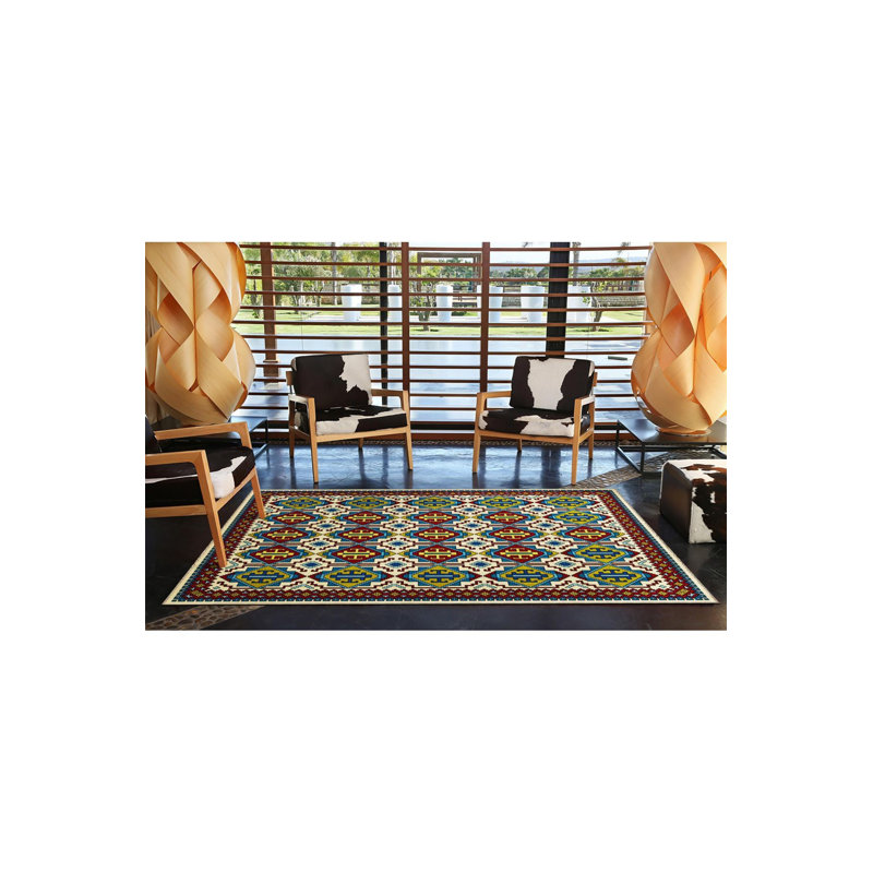 Machine Washable Diamond Patterned Geometric Ethnic Woven Base Rug, Square 3'3"