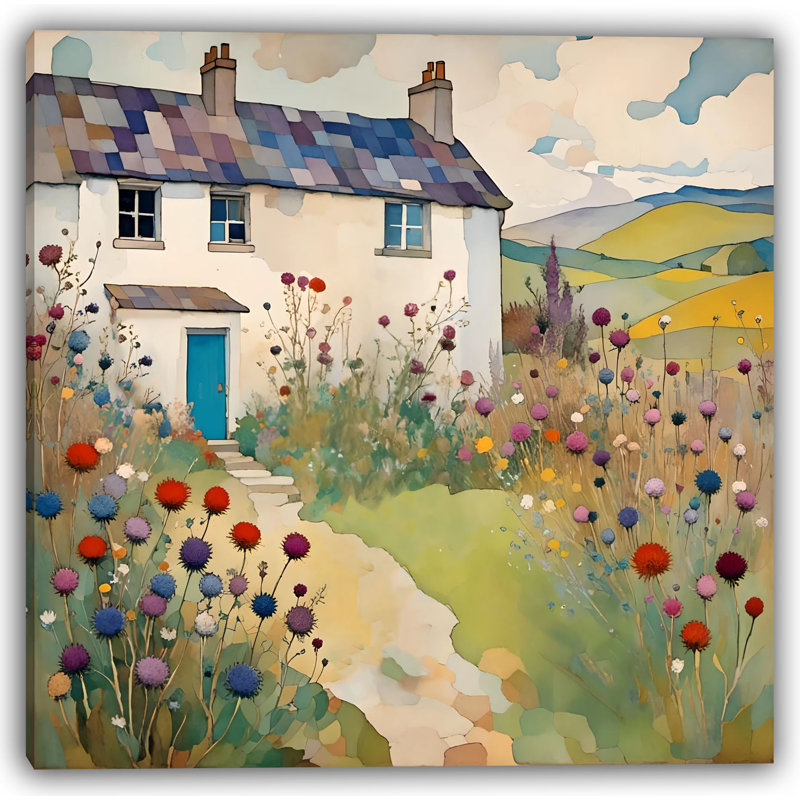 «Countryside Cottage in Bloom», art mural sur toile tendue, H 30 po x l 30 po x P 1,5 po