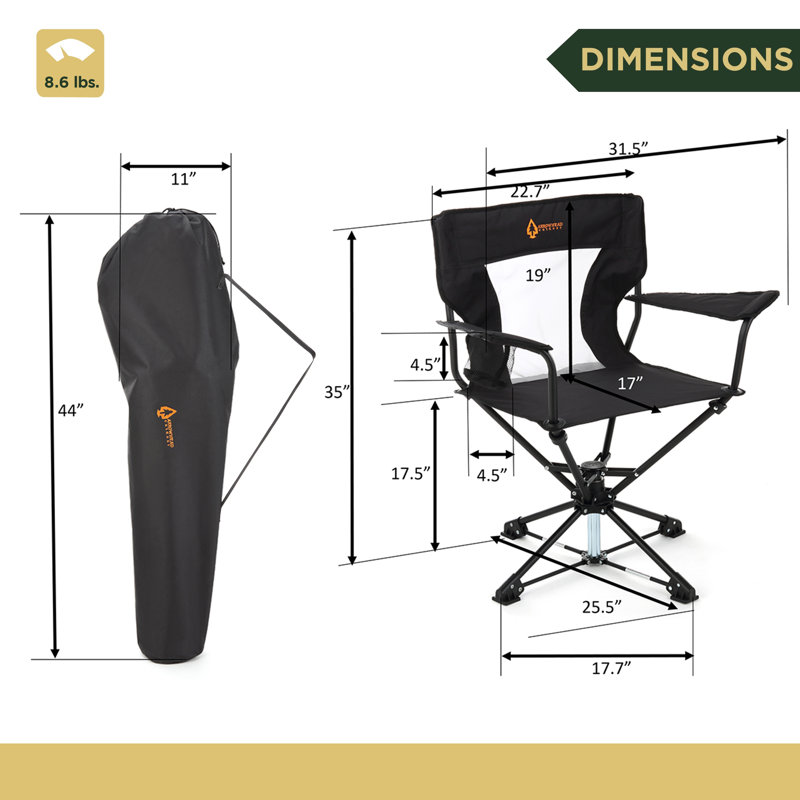 Black Steel Frame 360° Swivel Hunting Chair with Armrests