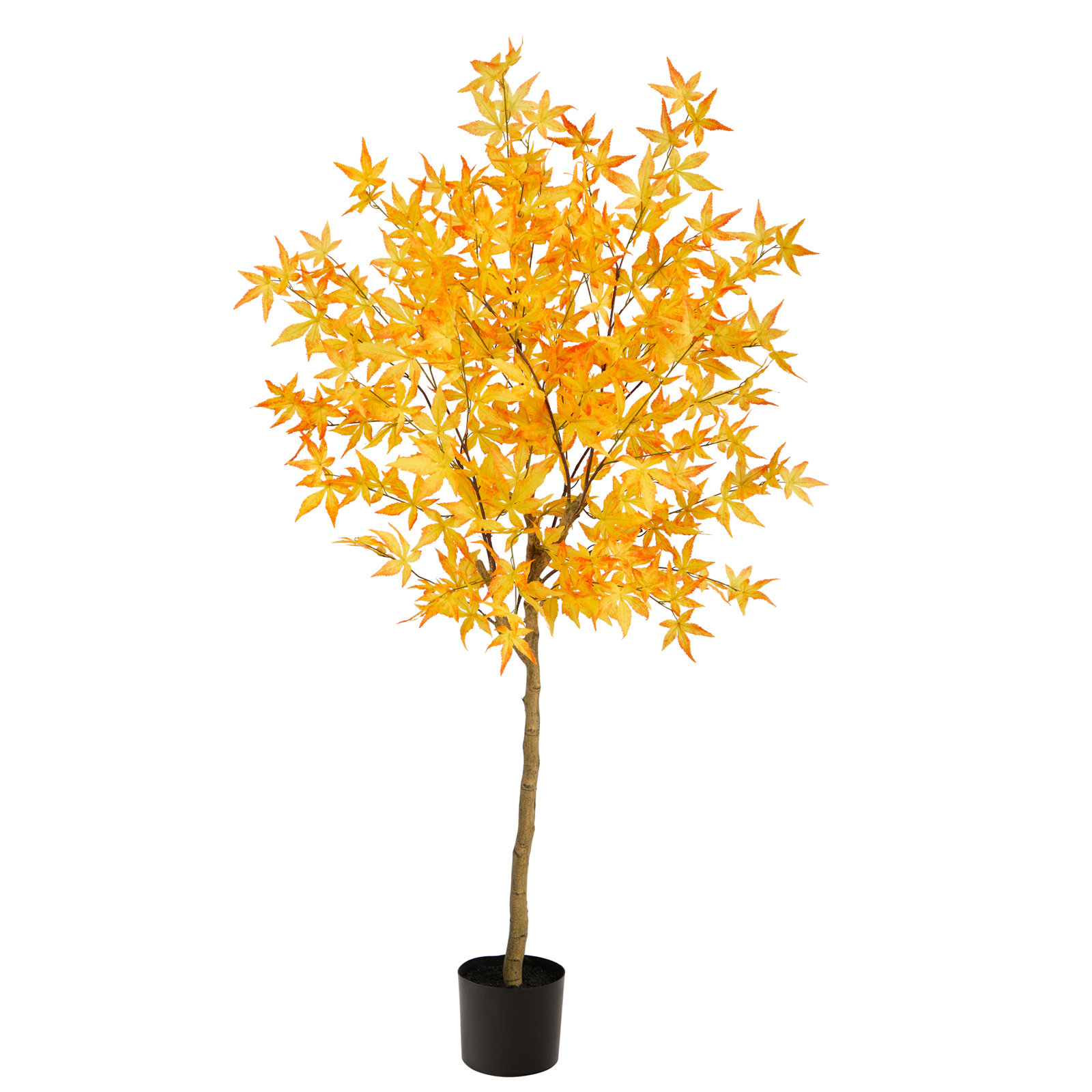 Faux Maple Tree in Freestanding, 60" H x 19" W x 12" D, Yellow