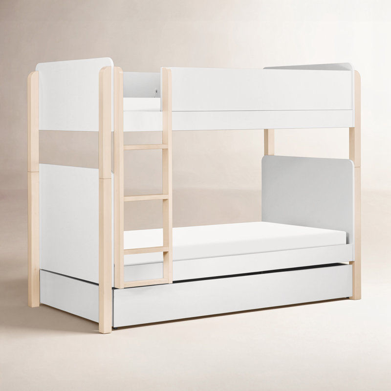 TipToe Twin Bunk Bed, White/Light Brown