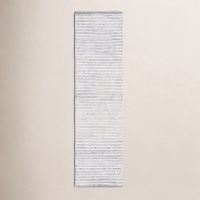 Cleodora Ivory Blue Hand-Woven Striped Rug