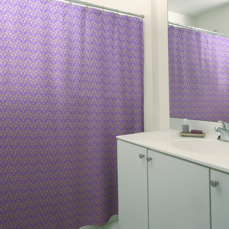 Rideau de douche simple de style art déco, Mauve / Jaune