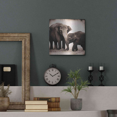 Ebern Designs «Elephant III sépia» par Debra Van Swearingen, art mural en métal