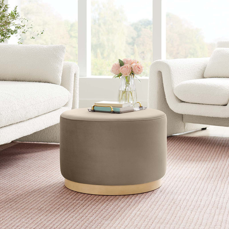 Modway Tilden Upholstered Ottoman, Taupe Velvet