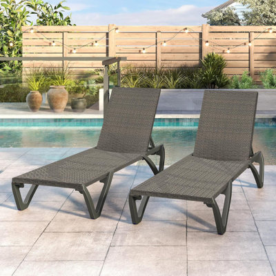 Méridiennes de patio durables, conception en rotin réglable avec roues pour la cour arrière