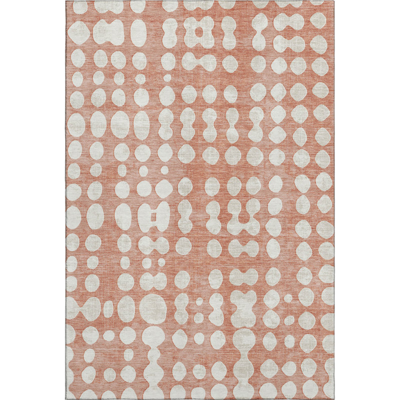 Premium Machine Washable Prisco Salmon Rug, Rectangle 8' x 10'