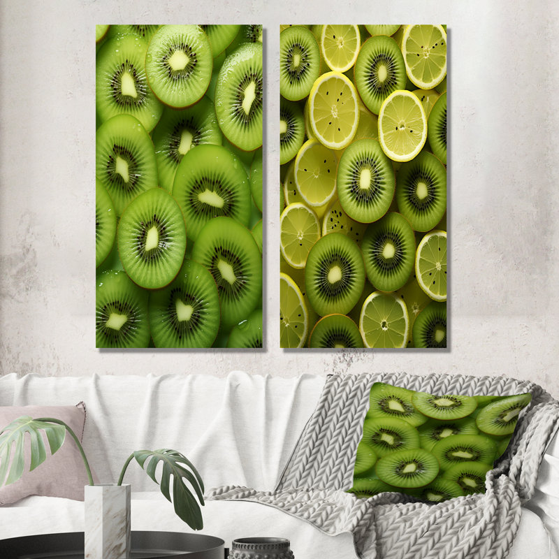 Ensemble d'art mural en métal kaléidoscope Kiwifruit, H 32 po x l 32 po