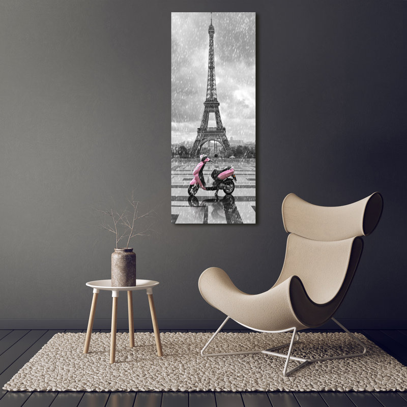 Eiffel Tower Scooter - Wrapped Canvas Print