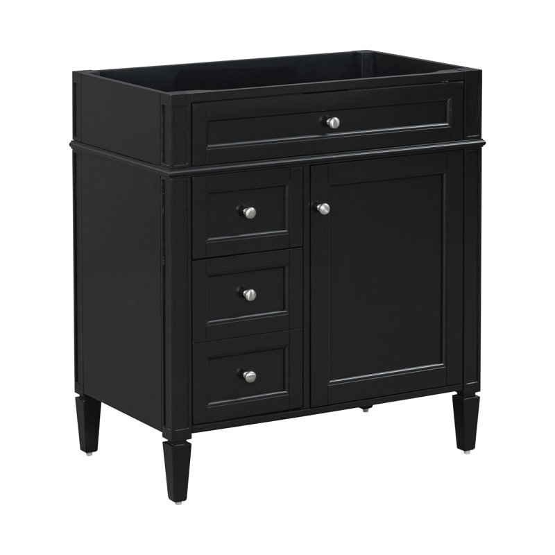 Meuble-lavabo de salle de bain de 30 po sans lavabo supérieur, armoire de rangement moderne avec 2 tiroirs et un tiroir rabattable (BASSIN INCLUS)
