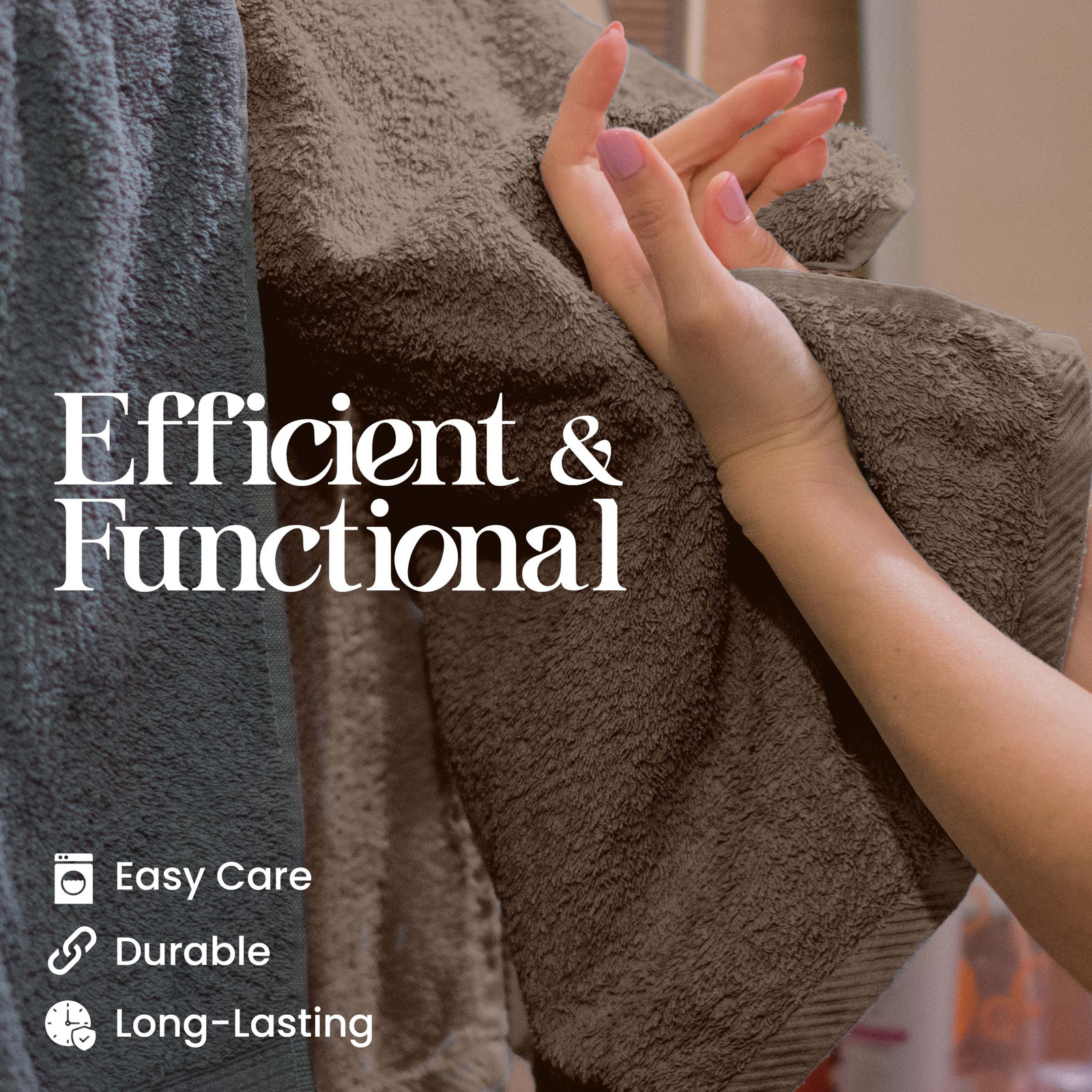 Essentials 6-Piece Bath Towel Set, Demitasse