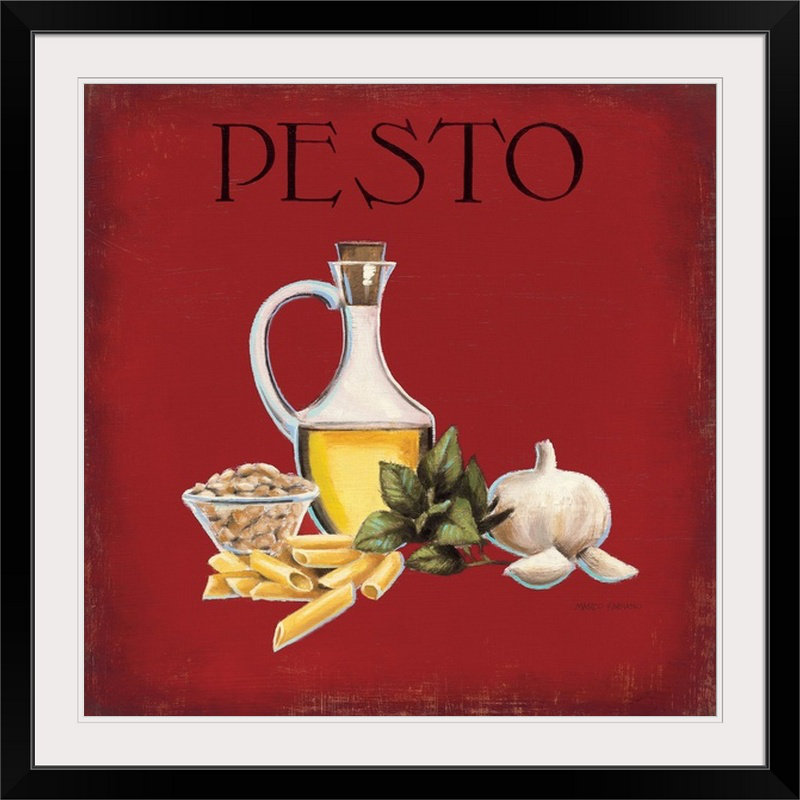 « ii » par marco fabiano, affiche rétro Italian Cuisine, H 32 po x l 32 po x P 1 po, Cadre noir
