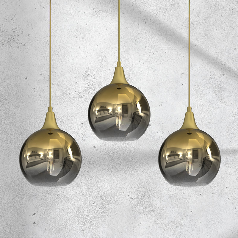 Caleob 3 - Light Kitchen Island Pendant, Gold colours, Gold/Silver