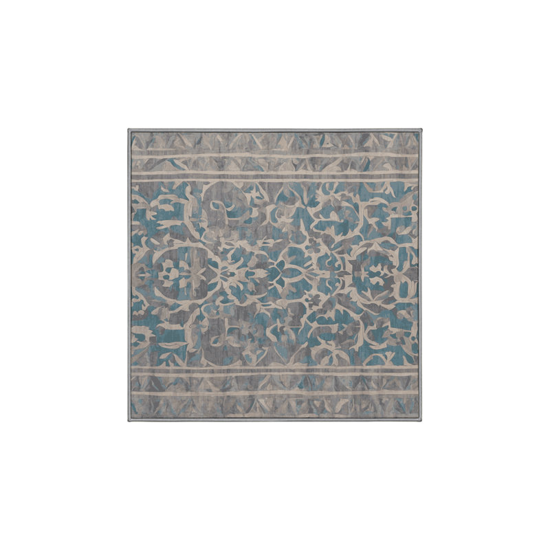 Tapis gris lavable à la machine, Carré 4 pi