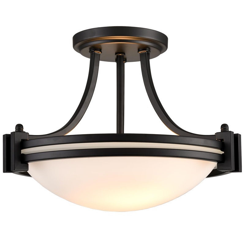 Plafonnier semi-encastré en verre Bouton, Noir