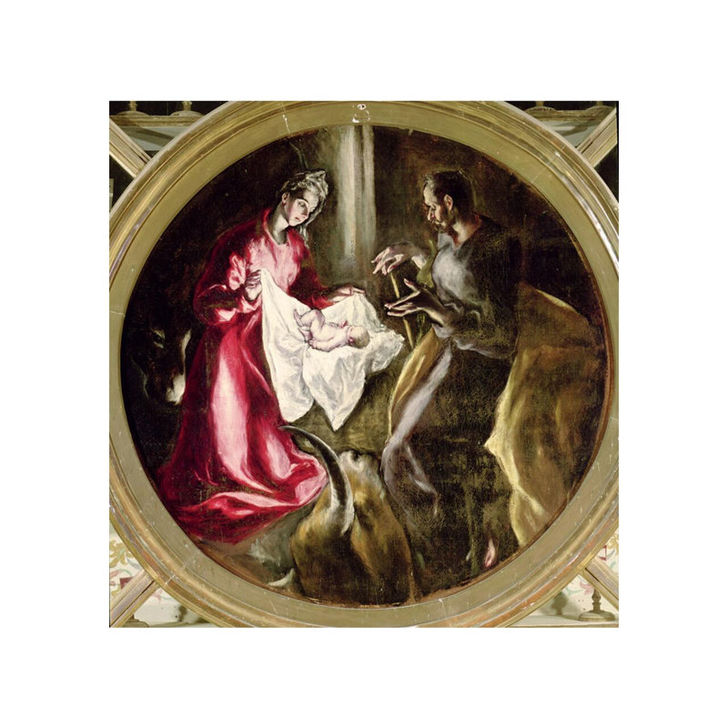 La Nativité 1587-1614 (huile sur toile) par El Greco - Estampe numérique, H 20 po x l 16 po
