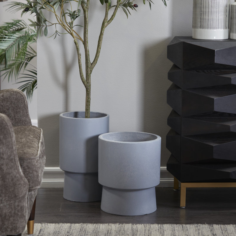 Robbins Pot Planter, Gray, 13.75" H x 11.85" W x 11.85" D