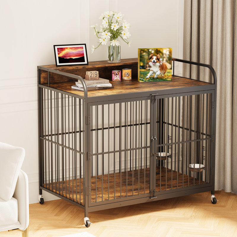 Caisse pour chien avec roulettes 360 °, Brun