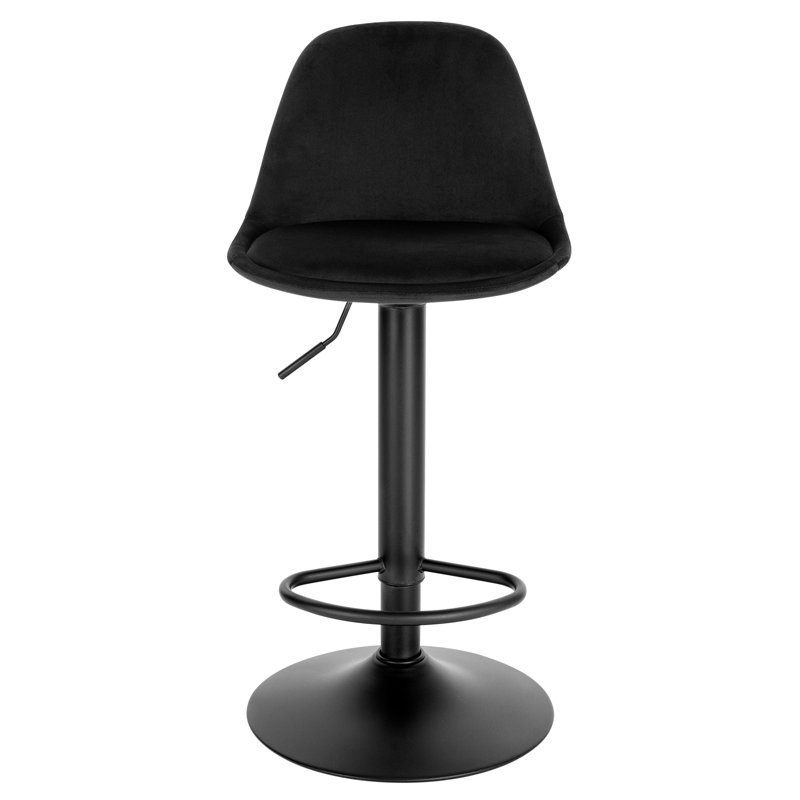 Aljosha Swivel Upholstered Adjustable Height Counter Stool with Metal Frame, Black, 4