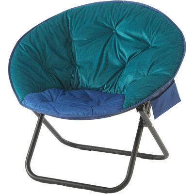 Colorblock Micromink Saucer Chair With White Legs by Ebern Designs