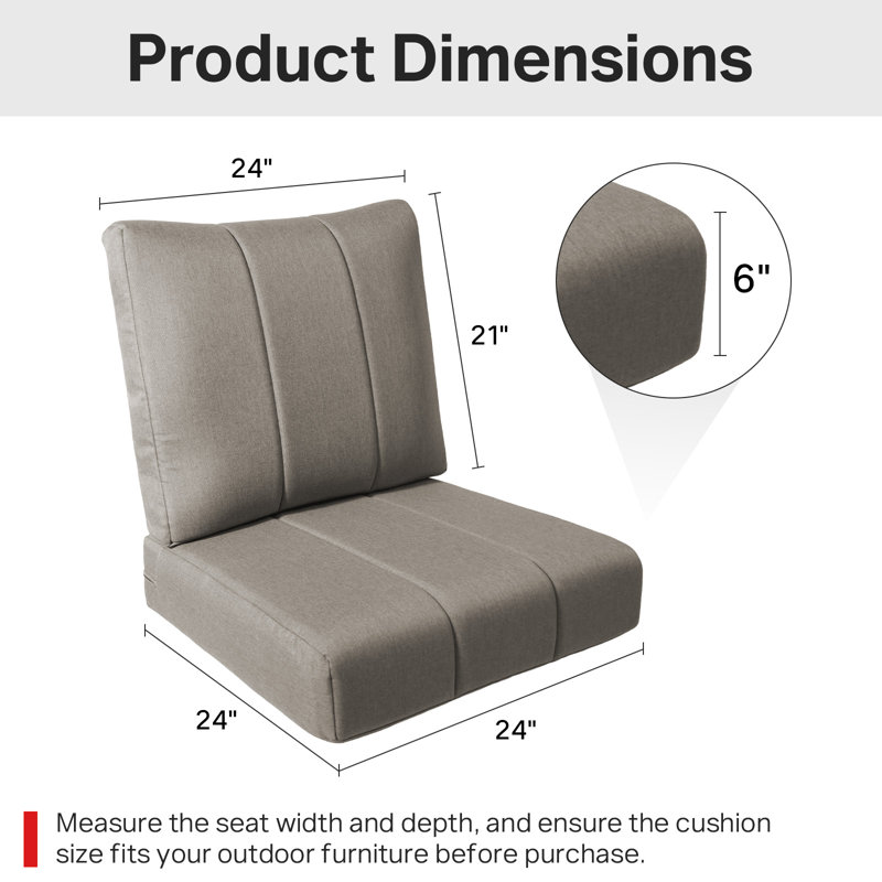 Ensemble de coussins de siège et de dossier pour patio 6 po Forbell, 3, Gris