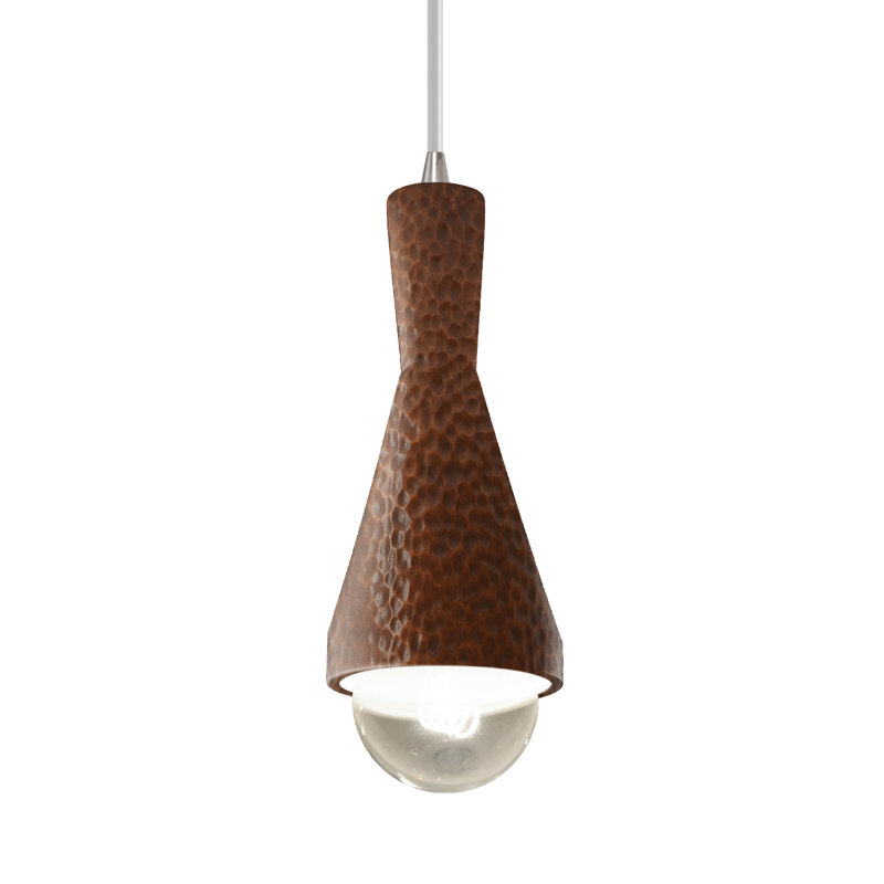 Luminaire suspendu 1 lumière avec détails en métal Breeona, Nickel brossé, Hammered Copper