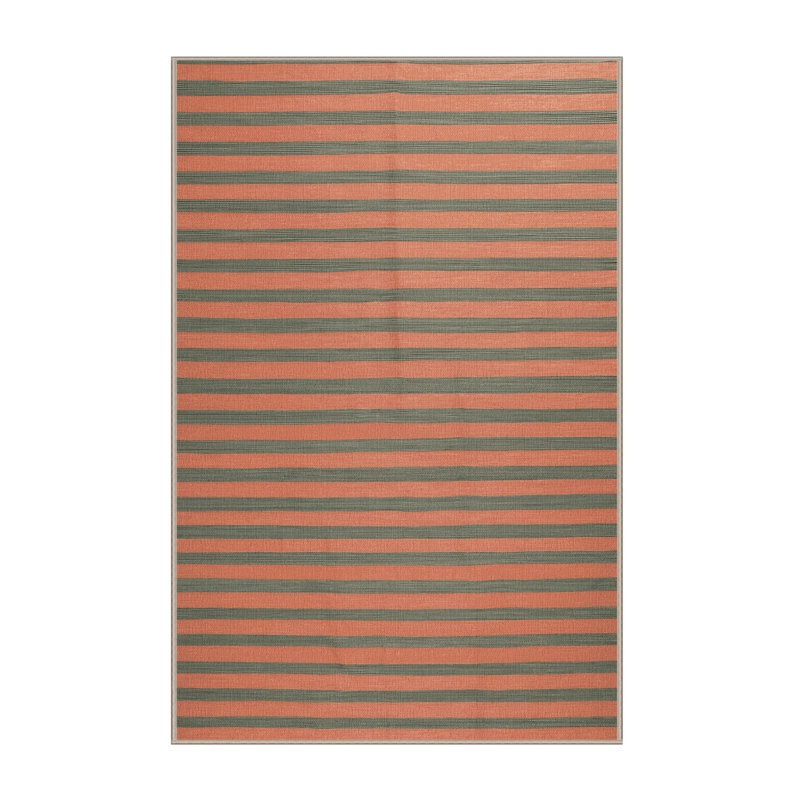 Tapis brun à rayures horizontales lavable à la machine, Rectangle 2 pi x 3 pi