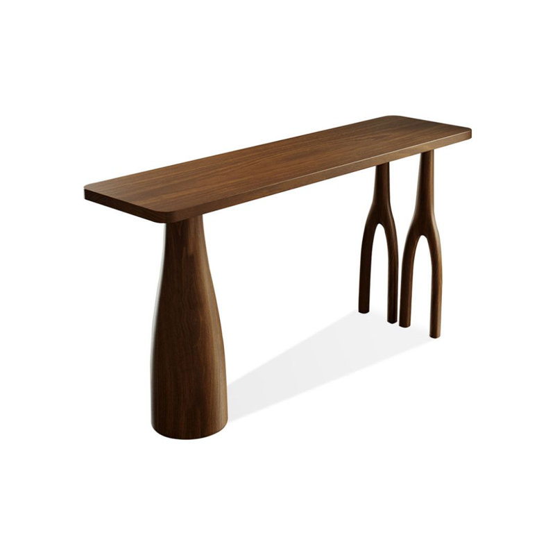 Table de bar droite en bois massif noisette
