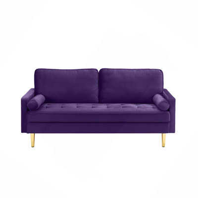 Sofa, Luxury Velvet Lovesat Sofa, Thick High-Density Sponge, Pine Wood Frame, Gold Metal Legs, Breathable & Supportive, Modern Industrial Style