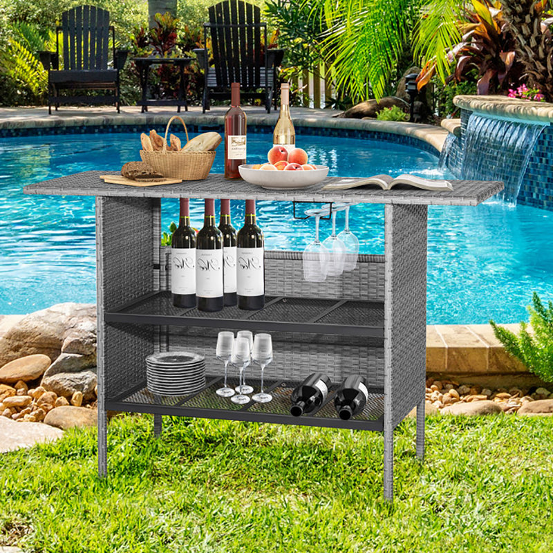 Avik Rectangular Wicker/Rattan Outdoor Bar Table