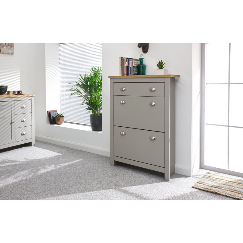 Renningers 12 Pair Shoe Storage Cabinet, Grey