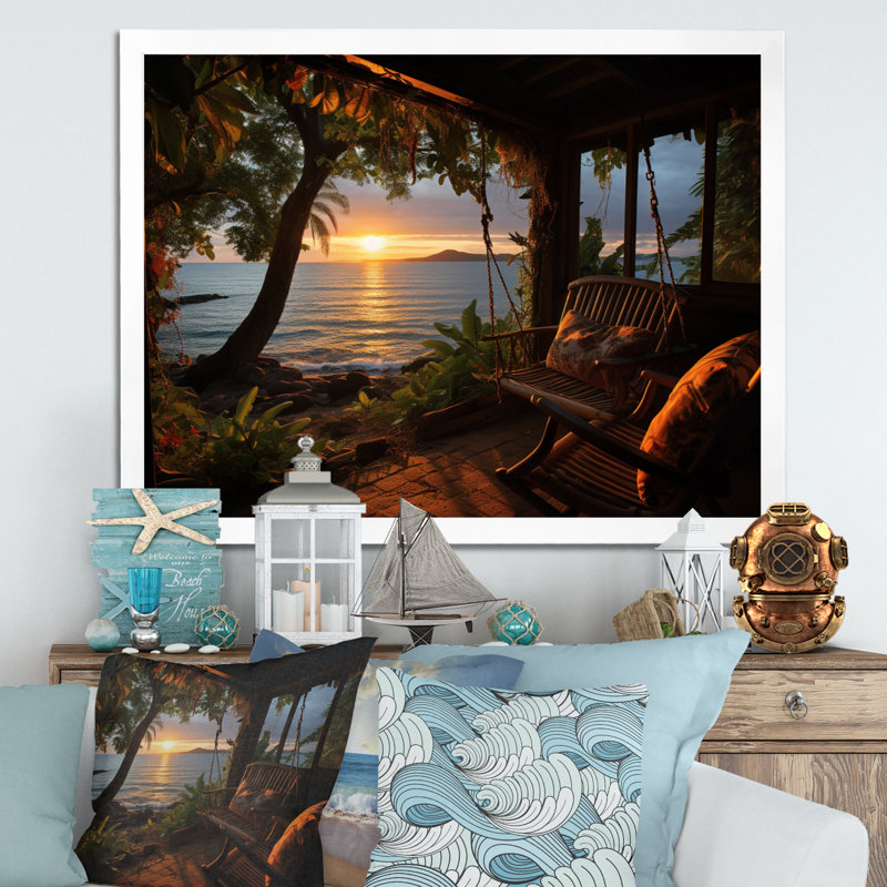 «Alisse Beach Tropical Vibes», impression sur toile, H 34 po x l 44 po x P 1,5 po, Cadre simple blanc