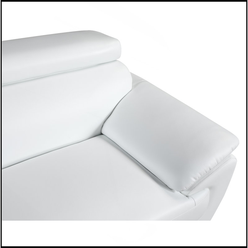 Causeuse en cuir véritable, Blanc