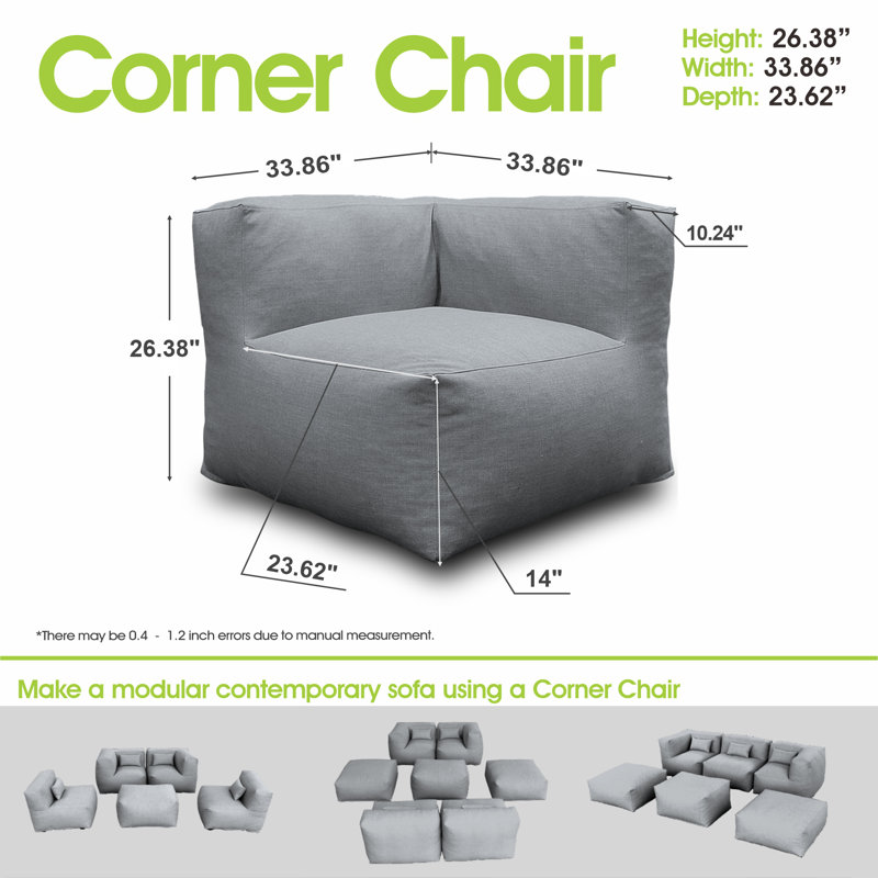 Renn 33.86'' Wide Patio Sectional, Dark Gray