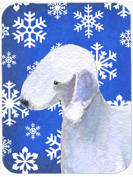 Planche à découper en verre de bedlington à aile de vacances terrier Ashlynn, Bleu / Blanc