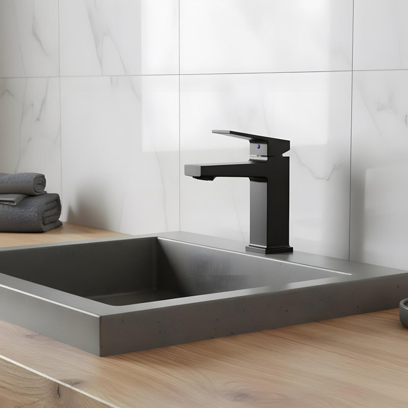Modern Minimalist Single-Hole Bathroom Sink Faucet, Matte Black